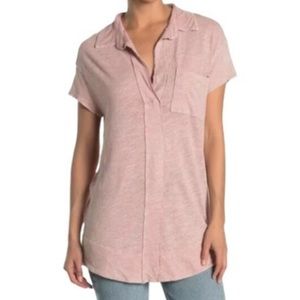 𝅺Free people The posh pink cotton linen tunic T-shirt